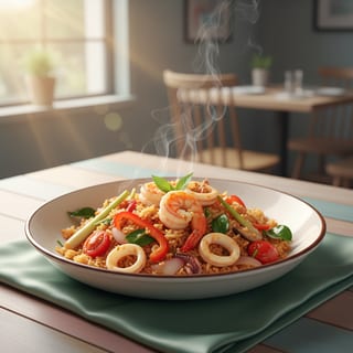(F/R) Tom-Yum (Squid & Shrimp) Fried Rice