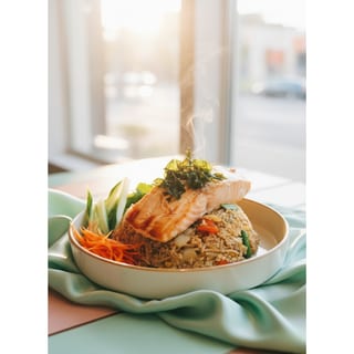 (F/R) Grilled Salmon X Green Fried Rice